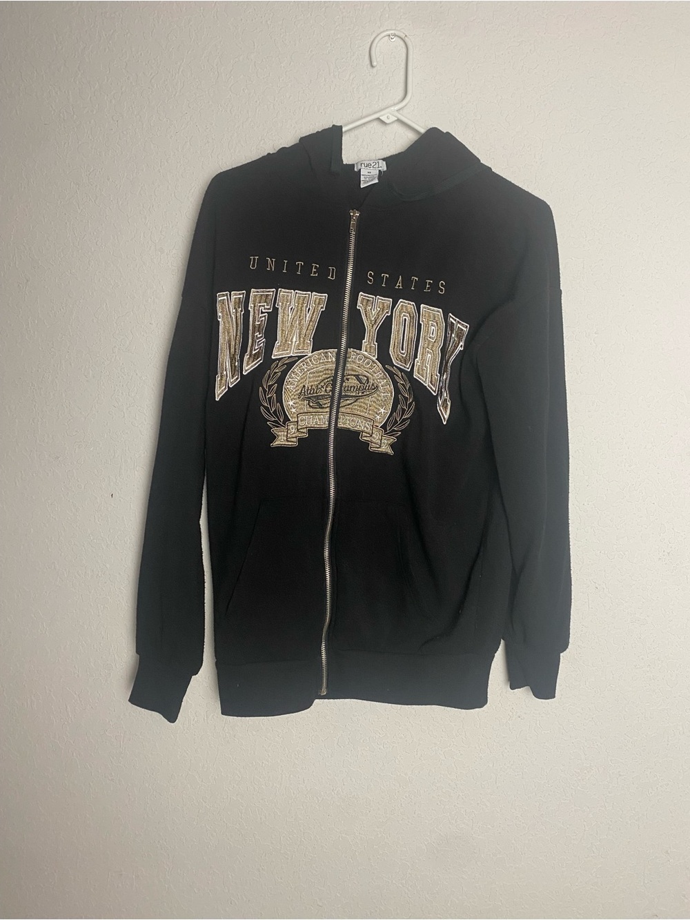 Rue 21 Adults Unisex XSmall oversized Black New York Hoodie